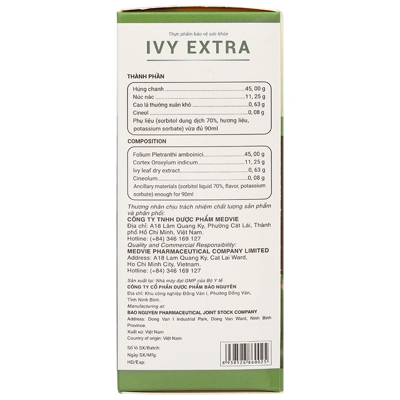 Ivy Extra hỗ trợ giảm ho, long đờm chai 90ml - 5